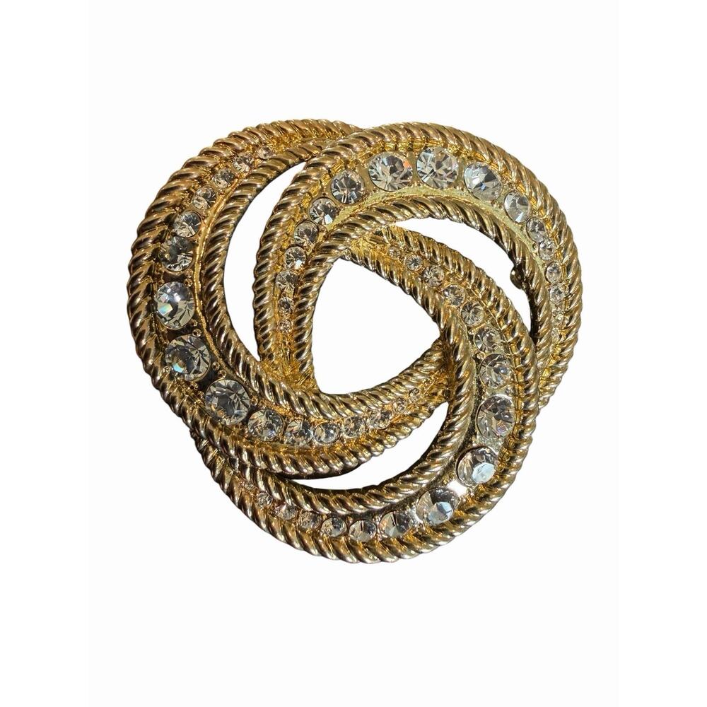 Garnay DAR Daughters American Revolution Rhinestone Swirl Brooch Pin **Read**
